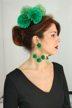Pendientes Flamenca Flores Verdes