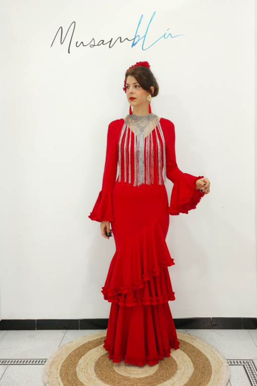 Vestido Flamenca Licra Rocío Rojo