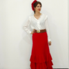 Falda Flamenca Cuatro Volantes Licra Roja