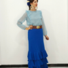 Falda Flamenca Cuatro Volantes Licra Azul Klein