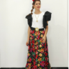 Falda Flamenca Flores Negra