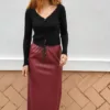 Falda Polipiel Encaje Burdeos