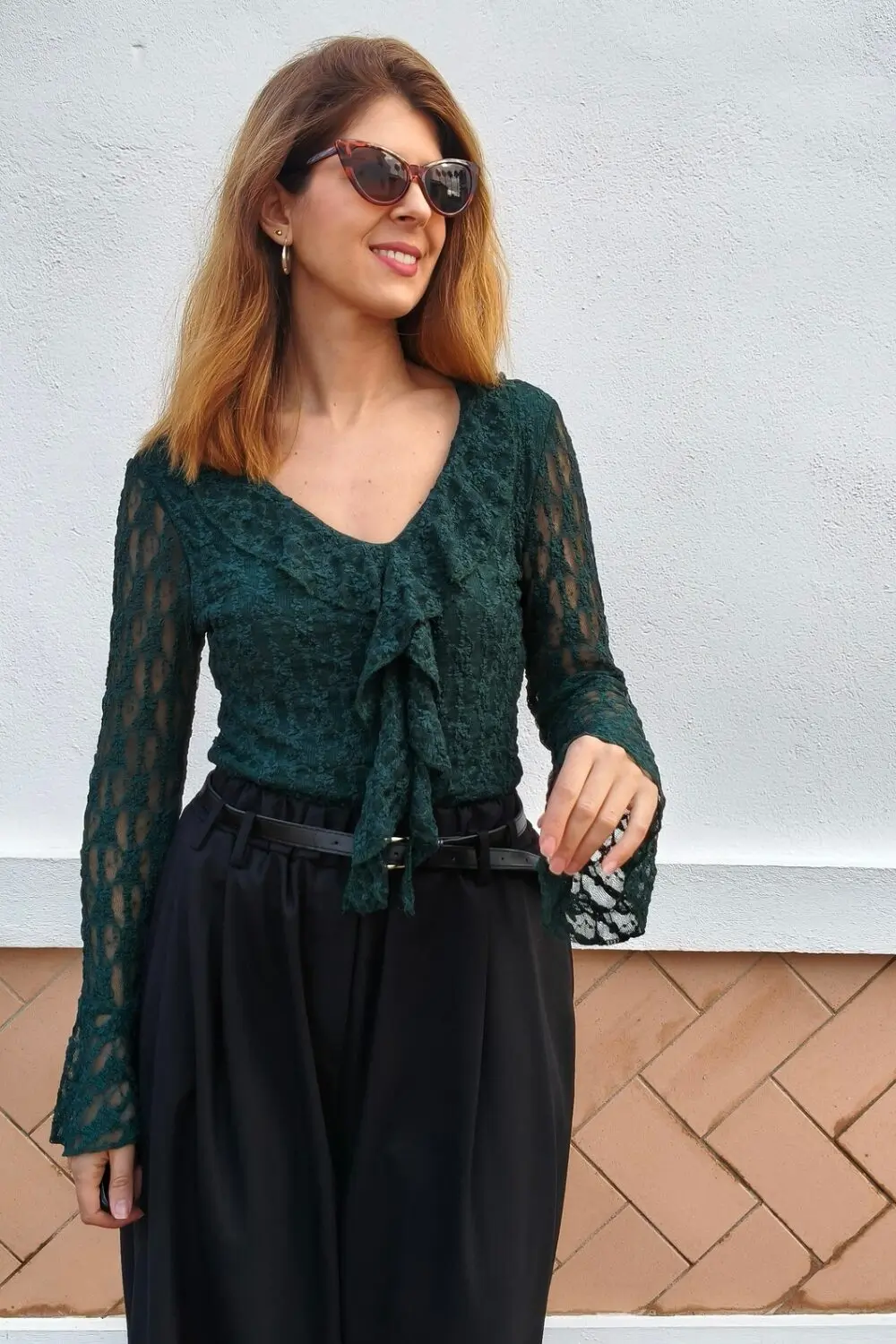 Blusa Chorrera Encaje Verde Blusa Chorrera Encaje Verde