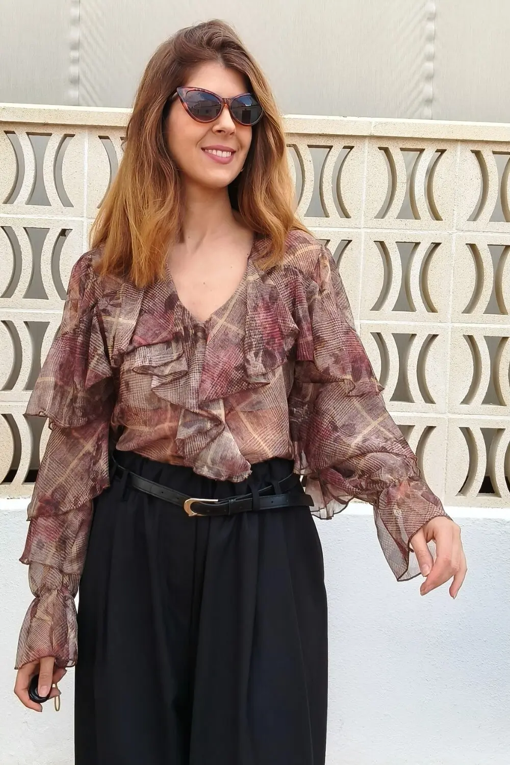 Blusa Chorrera Transparente Beige Blusa Chorrera Transparente Beige