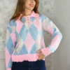 Jersey Polo Rombo Rosa