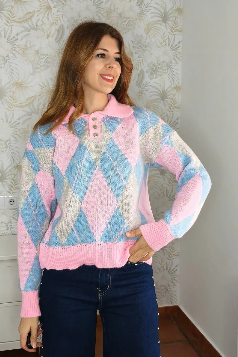 Jersey Polo Rombo Rosa Jersey Polo Rombo Rosa