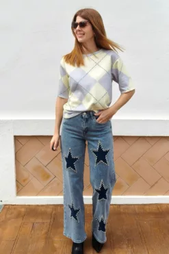 Camiseta Rombos Amarillo y Gris