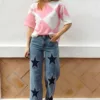 Camiseta Rombos Rosa y Blanco