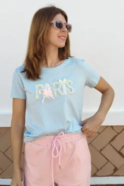 Camiseta Paris Celeste