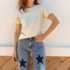 Camiseta Mangas Flor Beige
