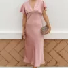 Vestido Satinado Rosa