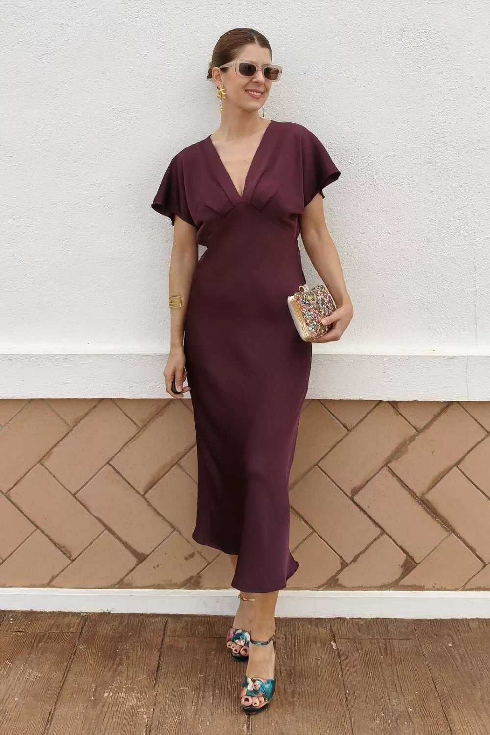 Vestido Satinado Burdeos Vestido Satinado Burdeos