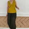 Top Satinado Mostaza