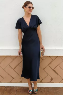 Vestido Satinado Marino