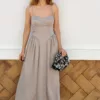 Vestido Efecto Corsé Beige