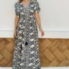 Vestido Amalfi Mangas Abotonado Azul