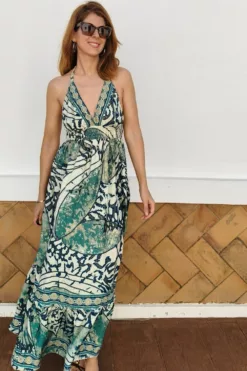 Vestido Aura Espalda Al Aire Azul