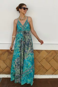 Vestido Sari Turquesa y Verde