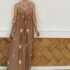 Vestido Bordado Flecha Camel
