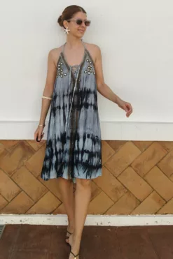 Vestido Tie Dye Conchas Gris