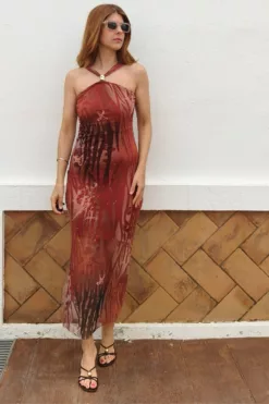 Vestido Tul Cuello X Caldera