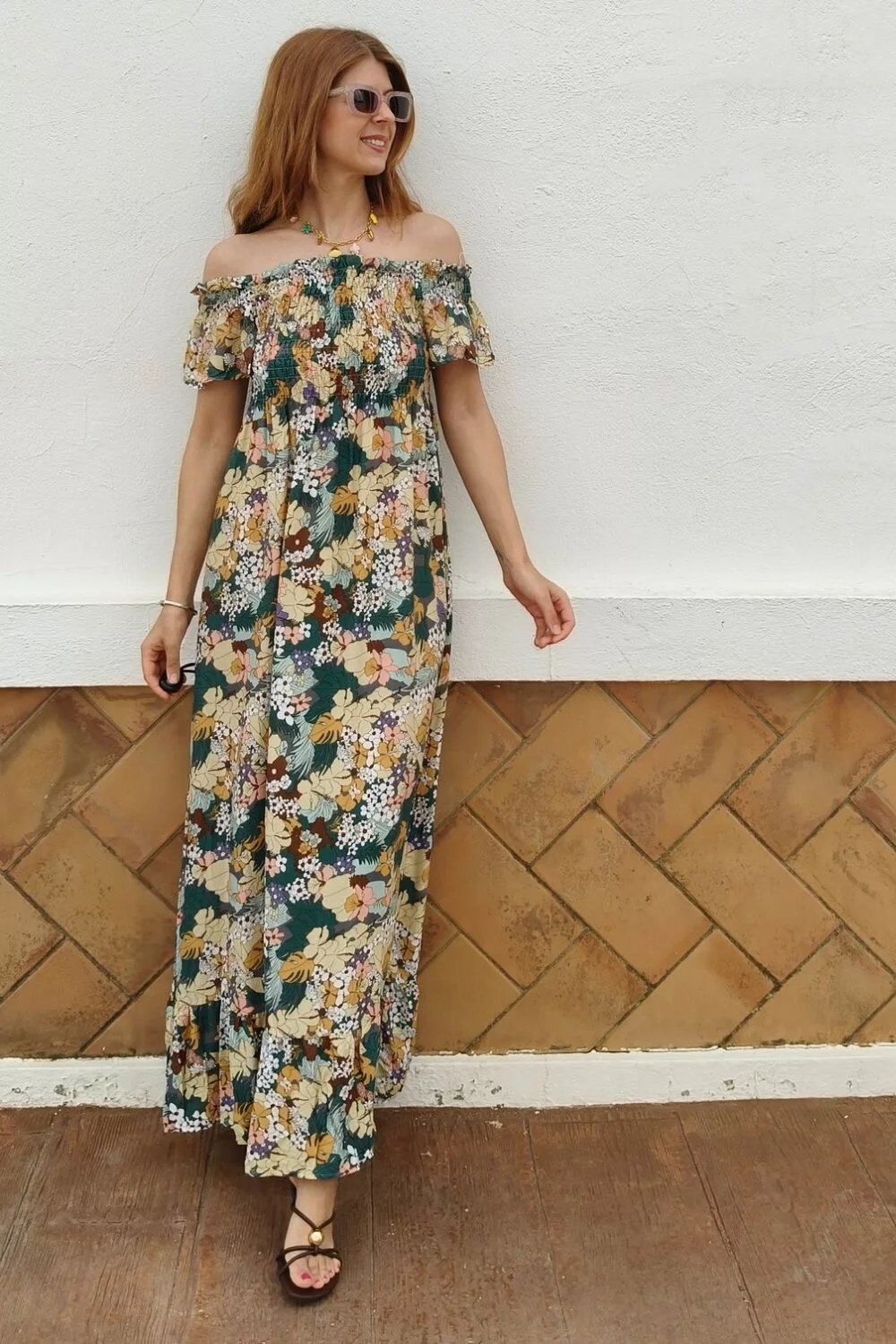 Vestido Floreado Verde Vestido Floreado Verde