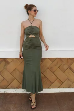 Vestido Canale Abalorios Verde