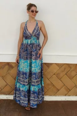 Vestido Indira Espalda Al Aire Azul