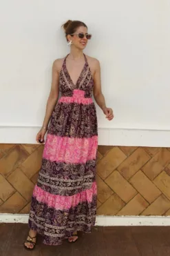 Vestido Indira Espalda Al Aire Fucsia