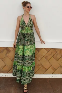 Vestido Indira Espalda Al Aire Verde