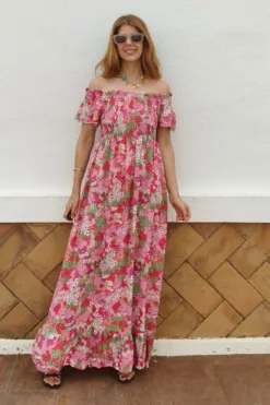 Vestido Floreado Fucsia