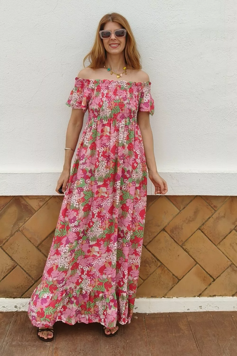 Vestido Floreado Fucsia Vestido Floreado Fucsia
