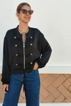 Bomber Satinada Napoleón Negra