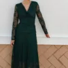 Vestido Tul Floreado Verde