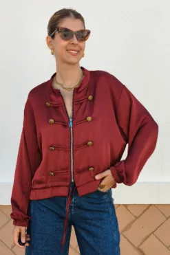 Bomber Satinada Napoleón Burdeos